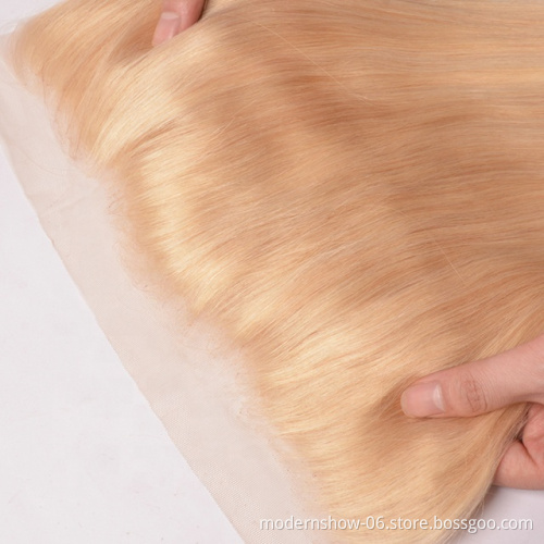 Unprocessed Cuticle Aglined Blond 613 Straight Virgin Human Hair Bundles With Lace Frontal